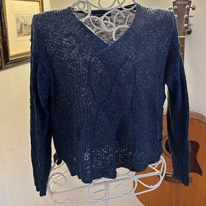 Blue cropped knit sweater